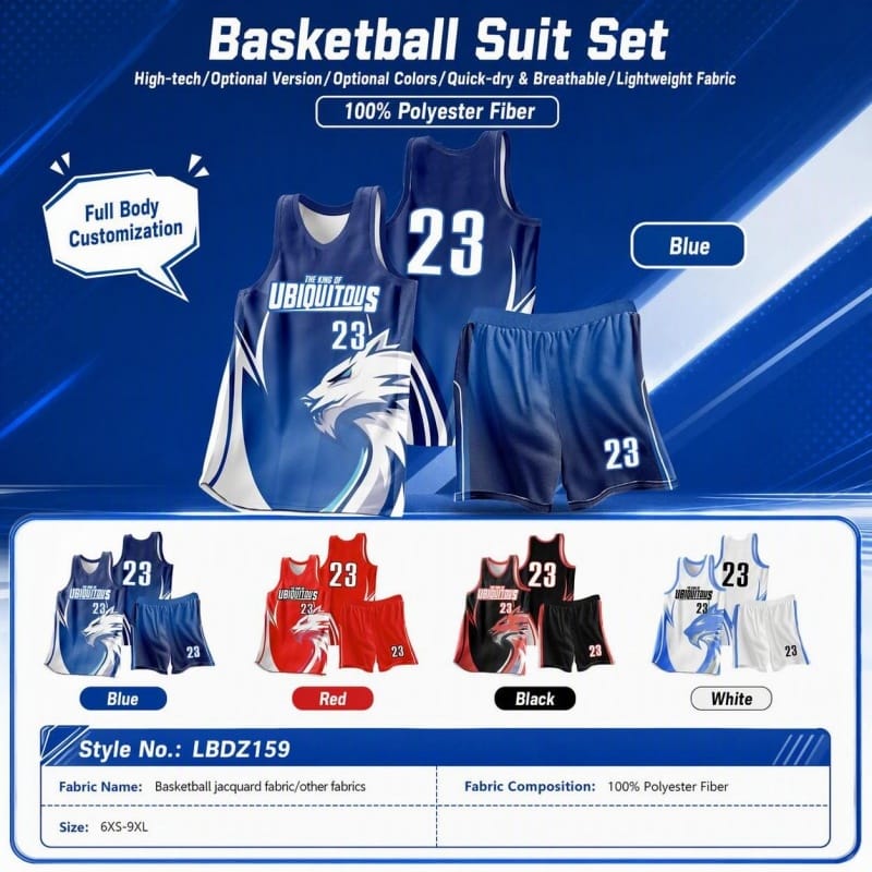 Custom Wolf Pattern Basketball Uniform Set Full Sublimation Basketball Jersey Shorts