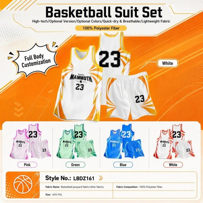 Custom Mammoth Graphic Basketball Uniform Set Full Sublimation Jersey Shorts