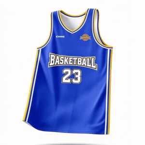 Custom Basketball Jersey Front View, Royal Blue Sublimation Basketball Tank Top With Basketball Letter Print