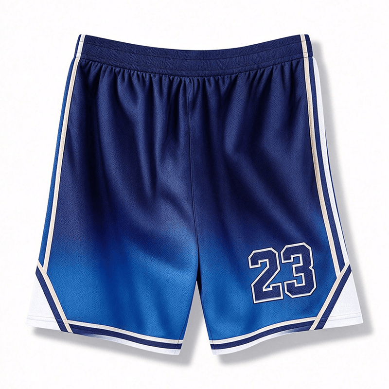 Custom Gradient Blue Basketball Shorts, Matching Basketball Pant With Number