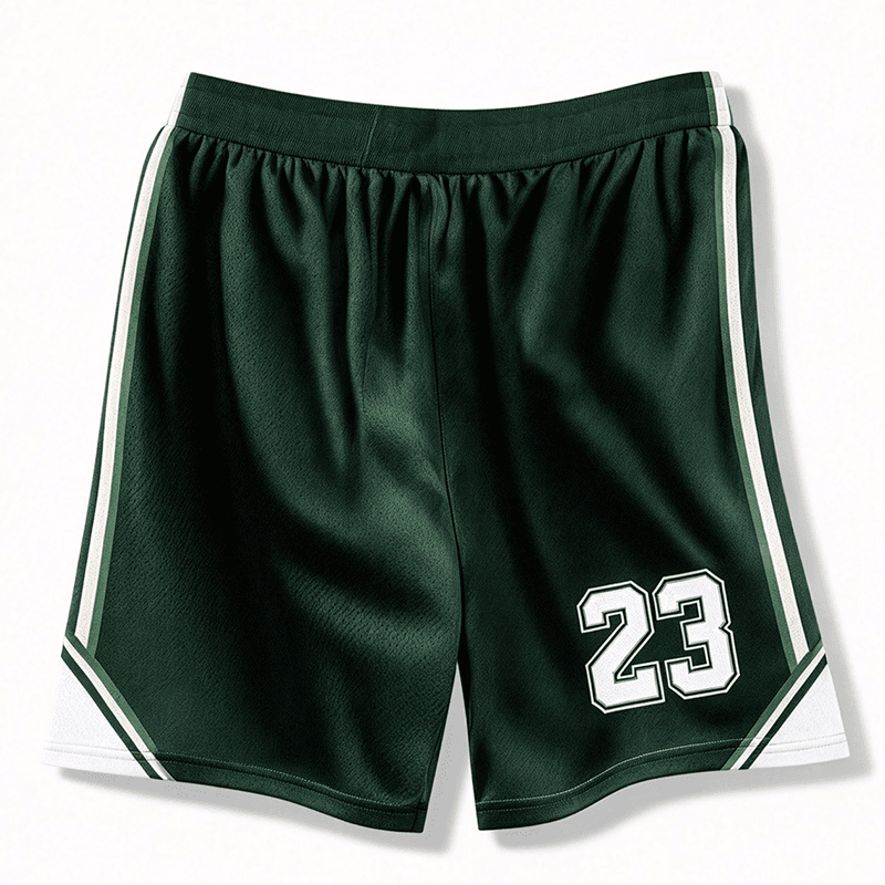 Custom Dark Green Basketball Shorts, Matching Basketball Pant With Number 23