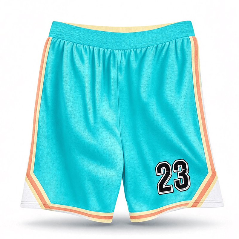 Custom Cyan Basketball Shorts, Matching Basketball Pant With Number 23