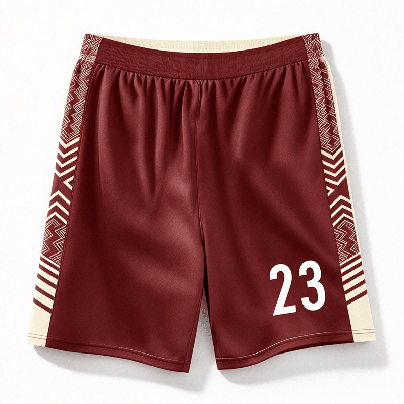 Custom Burgundy Basketball Shorts, Matching Basketball Pant With Number 23