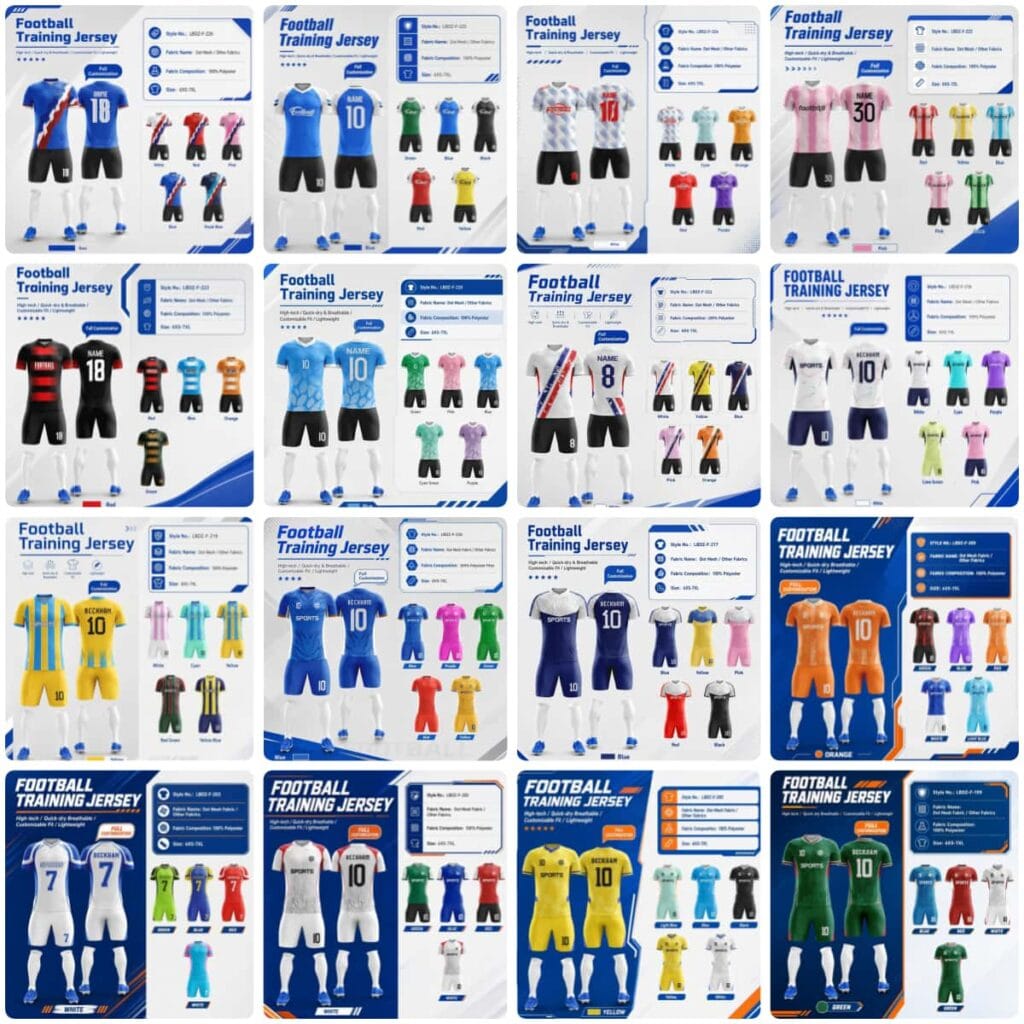 Tensuit custom football training jersey collection, various sublimation soccer uniform designs, team football kits