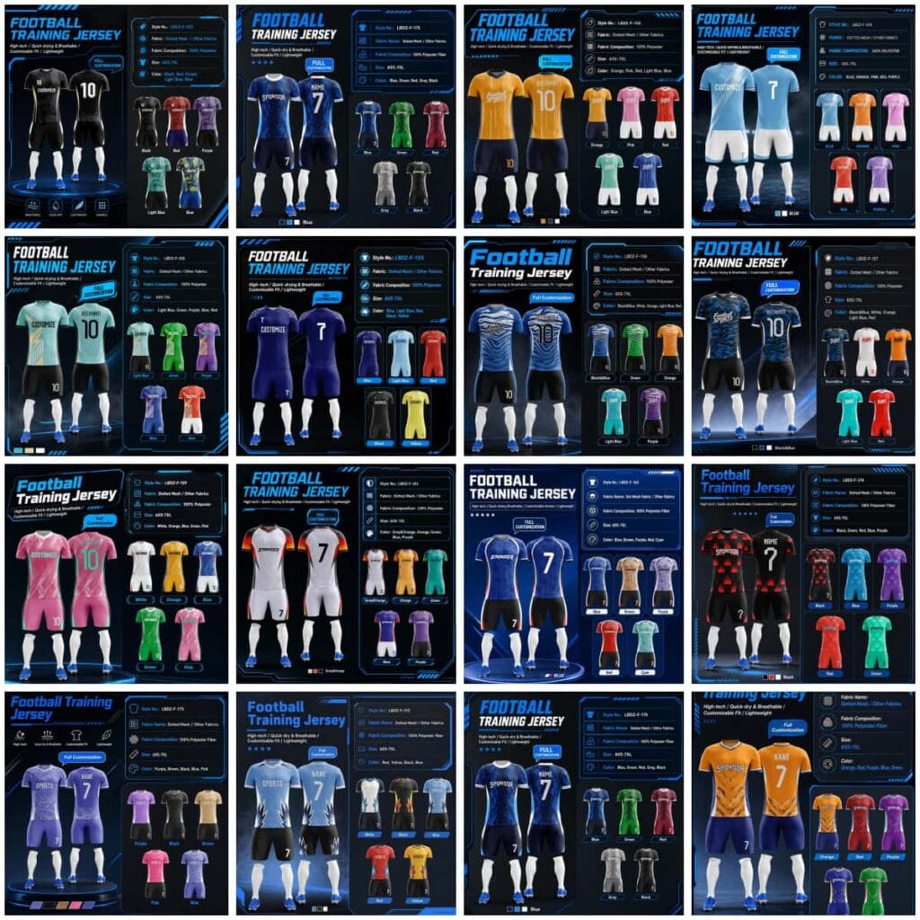 Tensuit custom football training jersey collection, various sublimation soccer uniform designs, team football kits