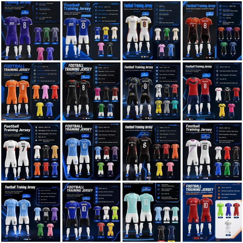 Tensuit custom football training jersey collection, various sublimation soccer uniform designs, team football kits