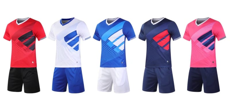 5 Colors Custom Soccer Kit, Short Sleeve Football Jersey With Geometric Pattern, Jersey & Shorts Set