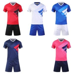5 Colors Custom Soccer Kit, Short Sleeve Football Jersey With Geometric Pattern, Jersey & Shorts Set
