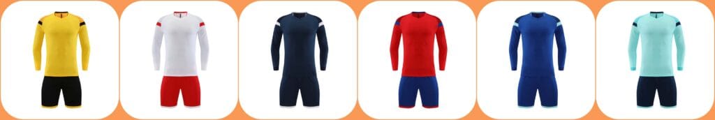 6 Colors Long Sleeve Custom Football Jersey Set Horizontal Banner, Color Block Soccer Uniform