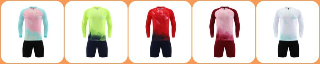 6 Colors Gradient Geometric Long Sleeve Football Jersey Horizontal Banner, Custom Sublimation Soccer Kit