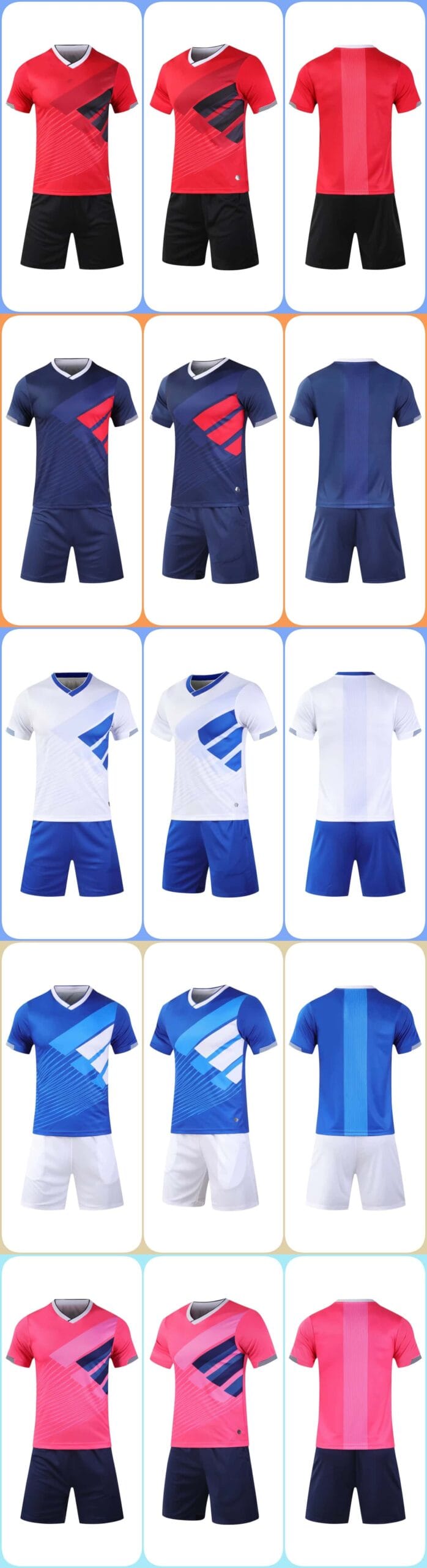 Custom Soccer Jersey Set, Full Sublimation Football Uniform Kit, 5 Colors Option, Short Sleeve Soccer Shirt & Shorts