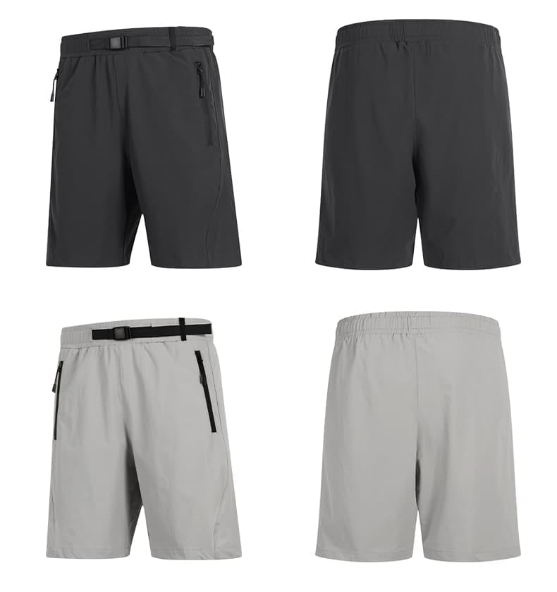 Tensuit B69D men hiking shorts front and back view, dark gray and light gray quick dry outdoor shorts