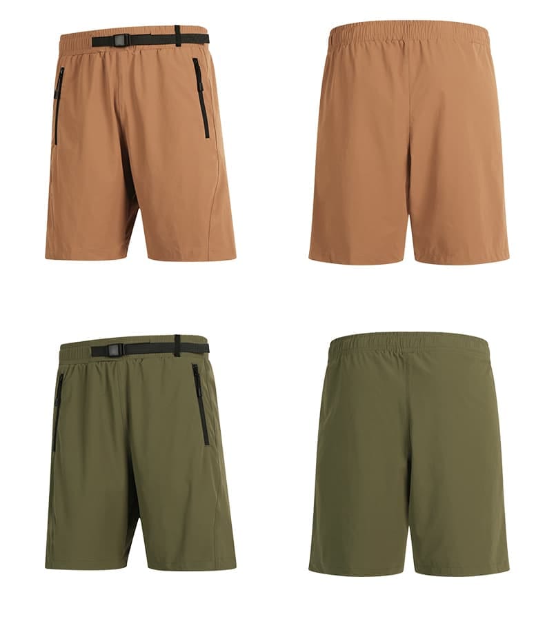 Tensuit B69D men hiking shorts front back view, red-yellow and light green outdoor quick dry shorts