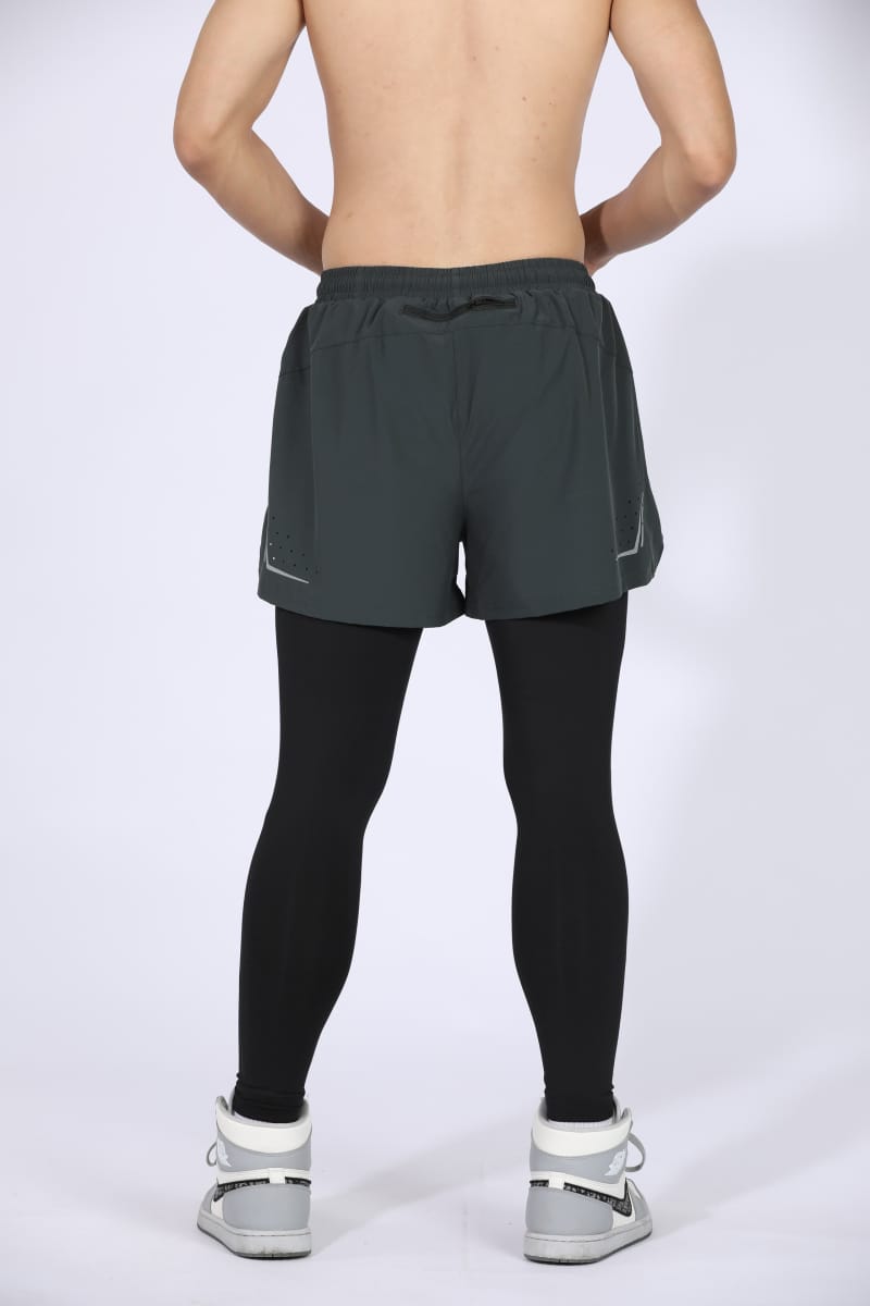 Tensuit 2 in 1 workout shorts back view zipper pocket reflective strip