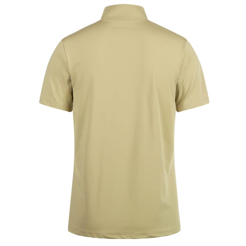 Tensuit P136 khaki quarter zip workout shirt, product back view white background