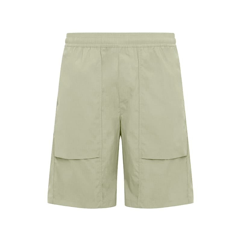 Tensuit men quick dry outdoor cargo shorts light beige front view, ripstop fabric, elastic waist and side flap pockets