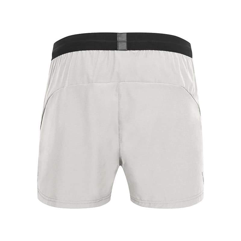 Tensuit men quick dry athletic running shorts light grey back view, black elastic waistband