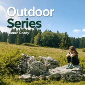 Tensuit Outdoor Series collection banner, outdoor mountain meadow background, nature ready custom outdoor apparel
