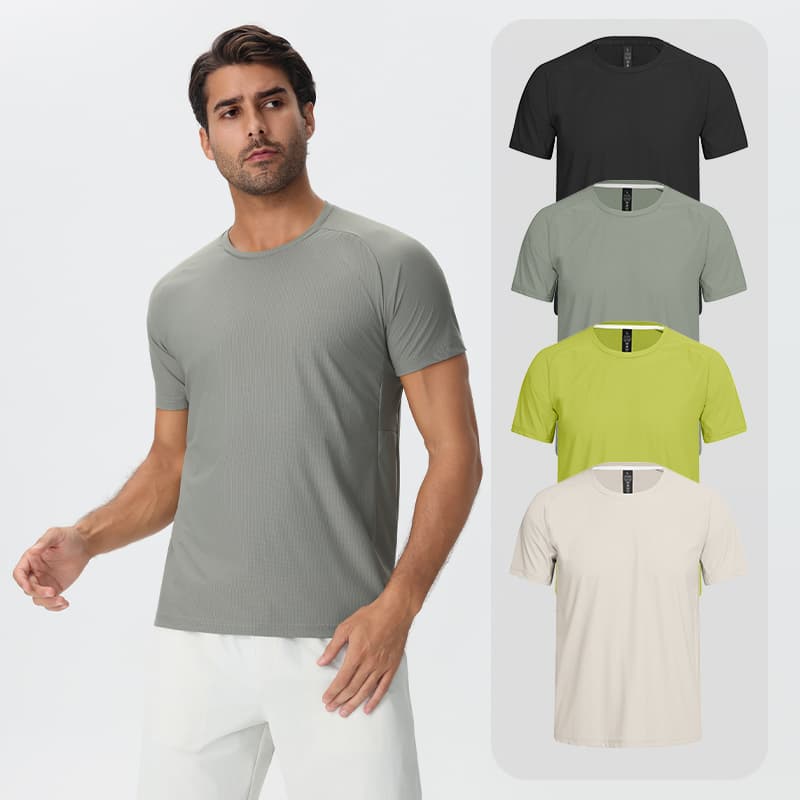 Man wearing Tensuit antibacterial quick dry sports t-shirt front view