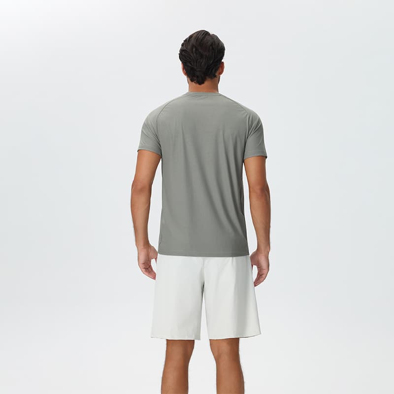 Back view of man wearing Tensuit quick dry athletic t-shirt