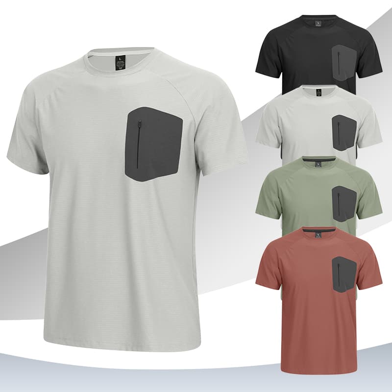Tensuit P177 men quick dry t shirt 4 colors black silver gray gray green rust red