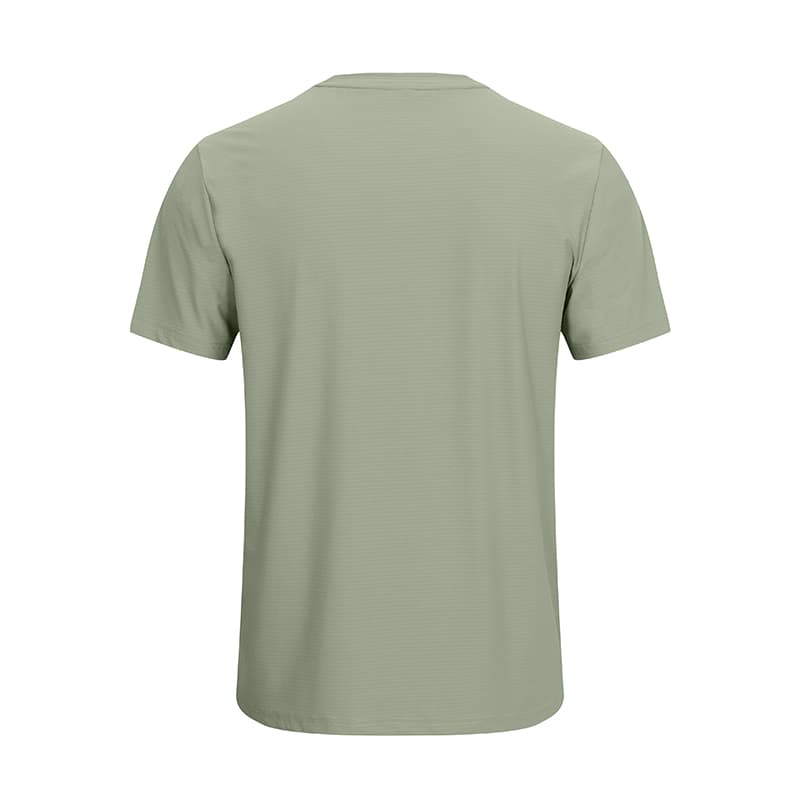 Back view of Tensuit P178 gray green men quick dry athletic t-shirt