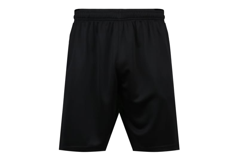 Tensuit men quick dry polyester athletic sports shorts black front flat view