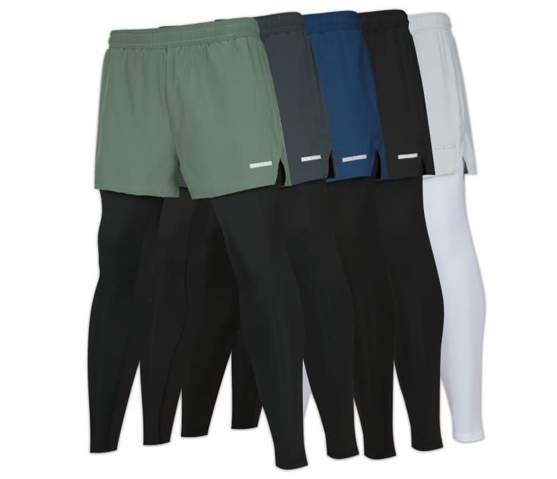 Tensuit men 2 in 1 running shorts with compression liner, multi color athletic workout shorts
