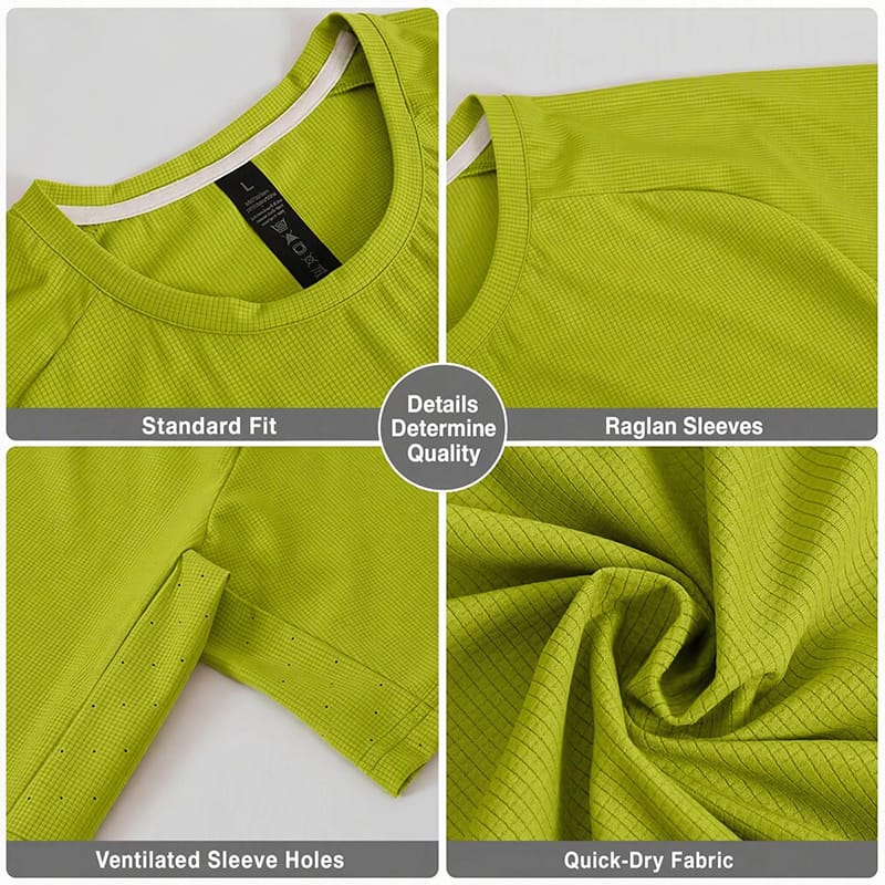 Tensuit sport t-shirt details, raglan sleeve, ventilated holes, quick dry fabric