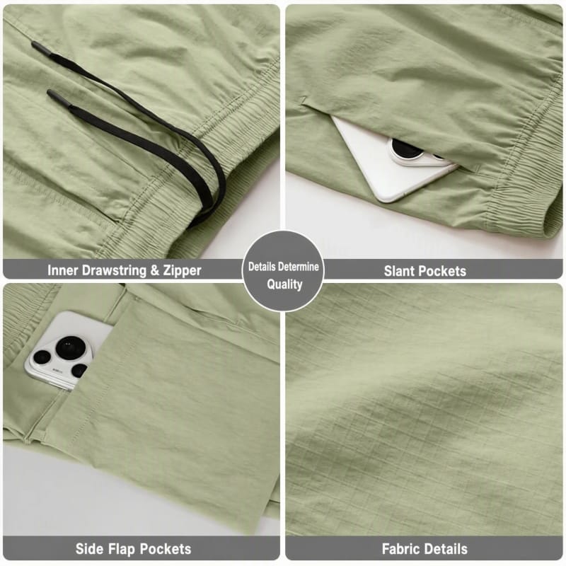 Tensuit men outdoor cargo shorts detail collage, drawstring waist, multi pockets, quick dry ripstop fabric