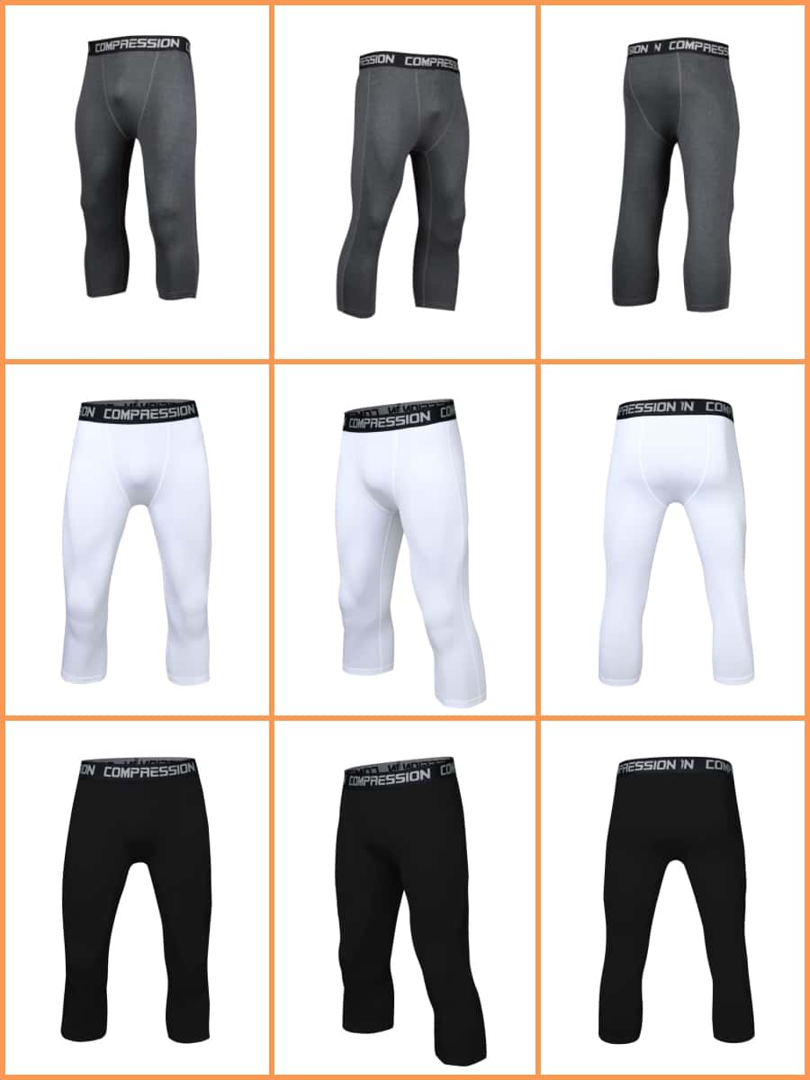 Tensuit B1C men compression pants fabric closeup, black white gray athletic leggings material
**标题**:Tensuit Compression Pants Fabric & Color Display